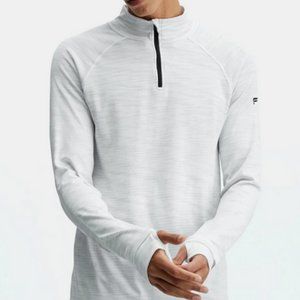 Fabletics Men's The Training Day 1/4 Zip Tee in White Heather M NWT MSRP $59.95